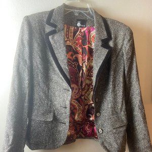 Tweed Blazer with Velvet Detail
